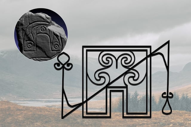 This symbol is described as an arch, bronze collar or horseshoe. Some scholars believe that, if a horseshoe, the symbol is one of good luck. Others suggest that the arch-shape could be depicting a rainbow which is also connected to good fortune. The ‘bronze collar’ is a type of necklace associated with the Bronze Age, it may have been a symbol of wealth or have a pagan connection.