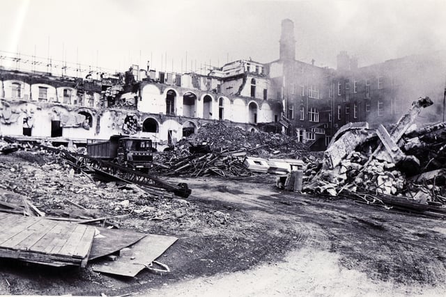 The scene at The Royal Hospital, West Street, Sheffield, as demolition work continued on May 7, 1981
