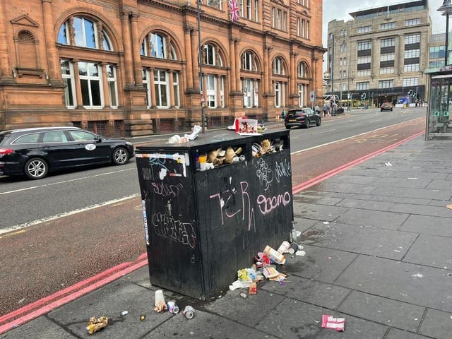 Rubbish has been spilling out of overflowing bins and piling up on the streets, with city centre areas particularly badly affected given the Edinburgh festivals.
