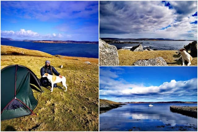 Chris Lewis and his dog Jet were sleeping in a tent on mainland Shetland when the UK Government announced lockdown restrictions on March 23 to limit the spread of coronavirus.