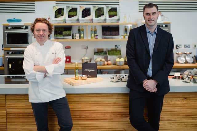 Chef and culinary ambassador Tom Kitchin with Compass Scotland managing director David Hay. The catering firm earlier this year pledged to create 100 apprenticeship opportunities in Scotland. Picture: @Schnappsphoto