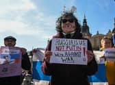 Russians protest against Vladimir Putin's war on Ukraine but in Krakow, Poland, not Russia, where they would be quickly arrested (Picture: Omar Marques/Getty Images)