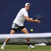 Jack Draper of Great Britain practices prior to the cinch Championships at The Queen's Club on June 12, 2022 in London, England. (Photo by Luke Walker/Getty Images for LTA)