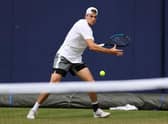 Jack Draper of Great Britain practices prior to the cinch Championships at The Queen's Club on June 12, 2022 in London, England. (Photo by Luke Walker/Getty Images for LTA)