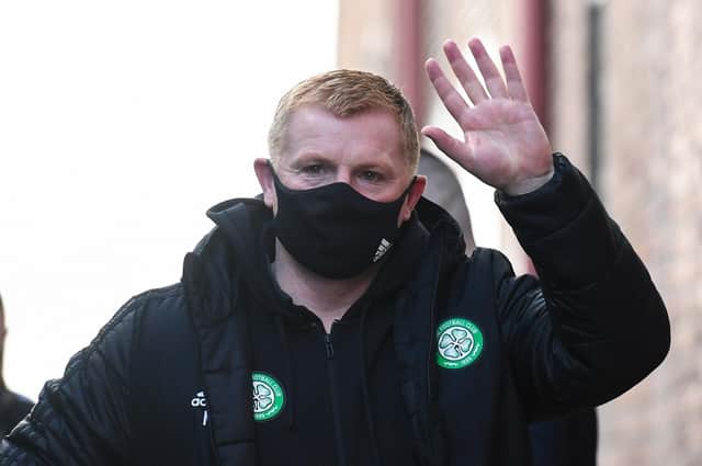 Celtic boss Neil Lennon arrives at Pittodrie. Picture: SNS