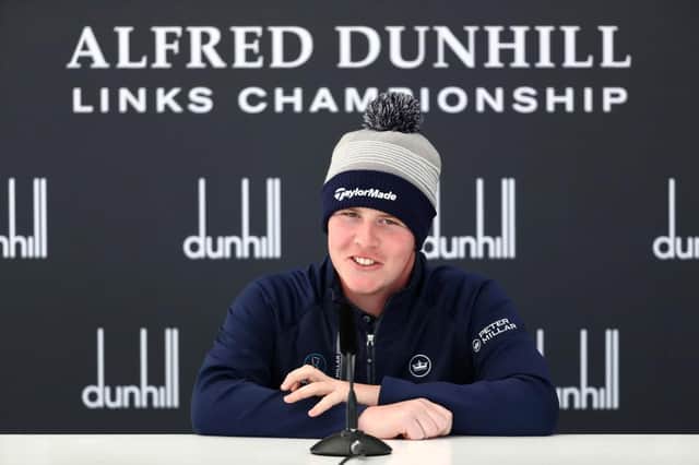 Bob Macintyre talks to the media ahead of the Alfred Dunhill Links Championship in St Andrews. Picture: Matthew Lewis/Getty Images.