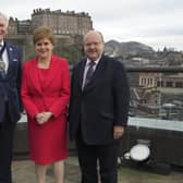 Lord Mayor of London Nicholas Lyons, Nicola Sturgeon and Chris Hayward, policy chairman at the City of London Corporation, pictured in Edinburgh.
