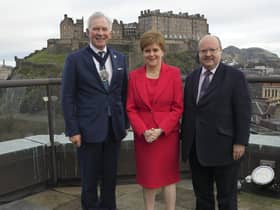 Lord Mayor of London Nicholas Lyons, Nicola Sturgeon and Chris Hayward, policy chairman at the City of London Corporation, pictured in Edinburgh.