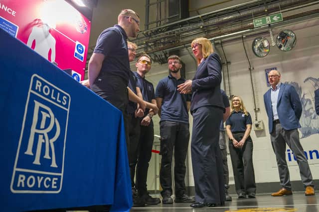 Chancellor of the Exchequer Rachel Reeves meets with staff and apprentices during a visit to Rolls Royce at Inchinnan, Renfrewshire. Picture: PA