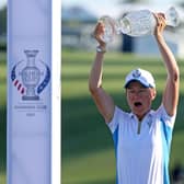 Catriona Matthew lifts aloft the Solheim Cup after leading Europe to a second successive win the US at the Inverness Club in Toledo, Ohio, in 2021. Picture: Gregory Shamus/Getty Images.