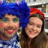Cast members Jenny McDonald (Snow White) and Sean Rafferty (Dame Ida).