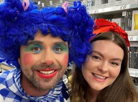 Cast members Jenny McDonald (Snow White) and Sean Rafferty (Dame Ida).