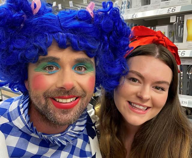 Cast members Jenny McDonald (Snow White) and Sean Rafferty (Dame Ida).