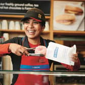 Greggs said hot food such as chicken goujons and wedges are proving popular, alongside traditional bakery products such as donuts (above).