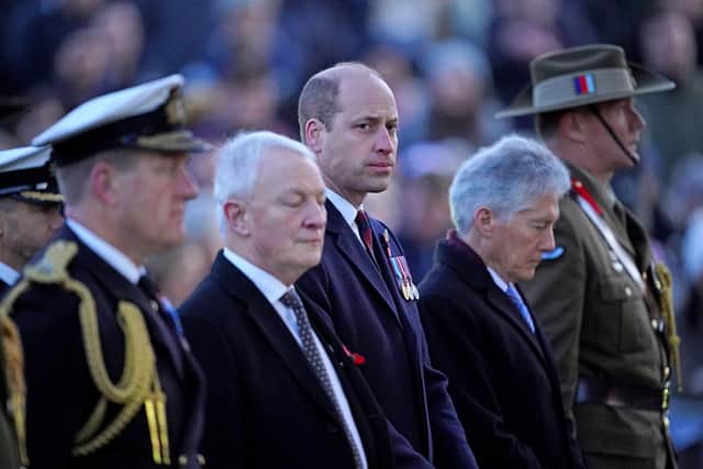 The Prince of Wales (centre) attends the dawn service in commemoration for Anzac Day at the Australia Memorial at Hyde Park Corner in London. Picture: Yui Mok/PA Wire