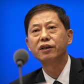 Yuan Zhiming, director of the Wuhan National Biosafety Laboratory of the Wuhan Institute of Virology, speaks at a press conference at the State Council Information Office in Beijing
