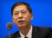 Yuan Zhiming, director of the Wuhan National Biosafety Laboratory of the Wuhan Institute of Virology, speaks at a press conference at the State Council Information Office in Beijing