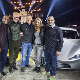 Top Gear presenters (left to right) Rory Reid, Chris Evans, Matt LeBlanc, Sabine Schmitz and Chris Harris.