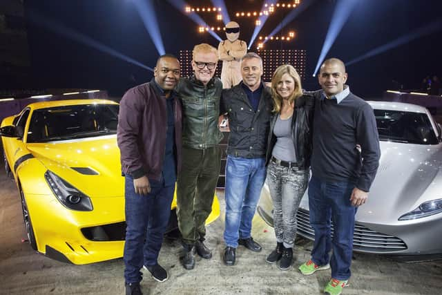 Top Gear presenters (left to right) Rory Reid, Chris Evans, Matt LeBlanc, Sabine Schmitz and Chris Harris.