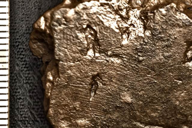 The fingerprint of the 13-year-old boy left on a piece of prehistoric pottery in Orkney. PIC: UHI Archaeology Institute.