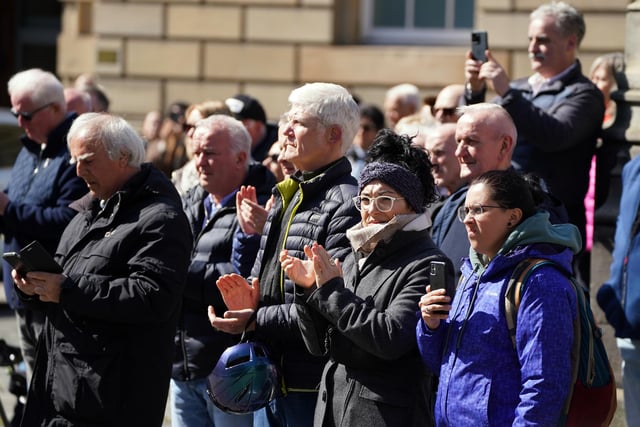 Crowds applaud as the coffin carrying Ken Buchanan arrives at St Giles' Cathedral, Edinburgh, ahead of a memorial service. The Scottish boxing great, who became the undisputed world lightweight champion in 1971, died at the beginning of the month, aged 77