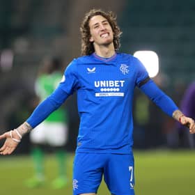 Rangers' Fabio Silva celebrates following the win over Hibs.