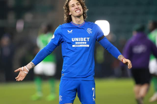 Rangers' Fabio Silva celebrates following the win over Hibs.