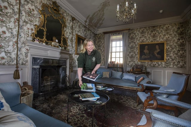 Housekeeper Valerie Bell in the Lower Drawing Room.