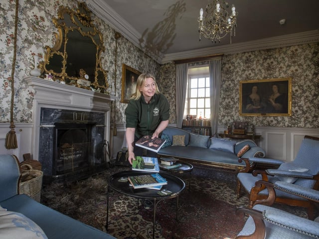 Housekeeper Valerie Bell in the Lower Drawing Room.