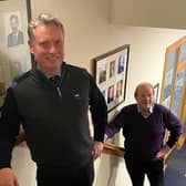 Stuart Wilson, the Great Britain & Ireland men's captain, started a new job this week as the managing secretary at Blairgowrie and was welcomed by club captain James Macfarlane. Picture: Bannerman Media