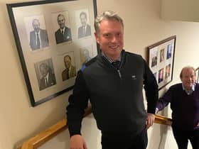 Stuart Wilson, the Great Britain & Ireland men's captain, started a new job this week as the managing secretary at Blairgowrie and was welcomed by club captain James Macfarlane. Picture: Bannerman Media