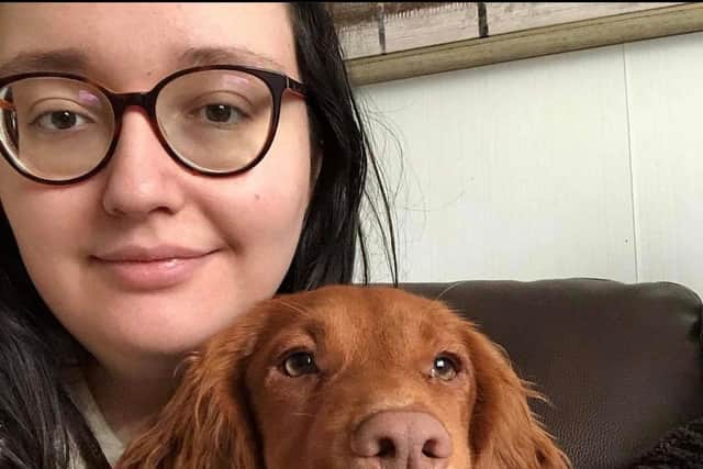 Feeling better - Hector with relieved owner Emma Ferrier
