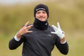 Ewen Ferguson gestures on the 18th hole during the first round of the Scottish Championship presented by AXA at Fairmont St Andrews. Picture: Richard Heathcote/Getty Images