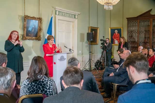 Nicola Sturgeon announces her intention to stand down as First Minister during a press conference at Bute House last month