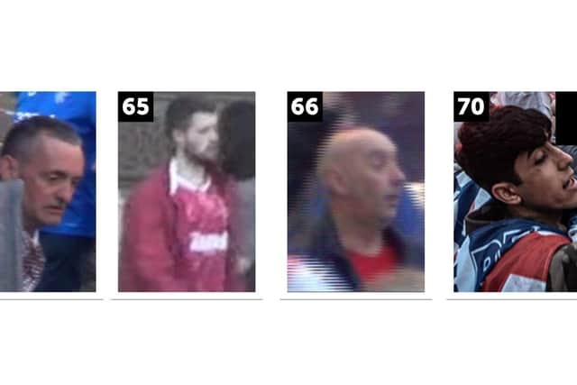 Four of the further 20 people who Police Scotland believe can assist their enquires as they continue to investigate a large scale disturbance that occurred on May 15 in George Square, Glasgow.