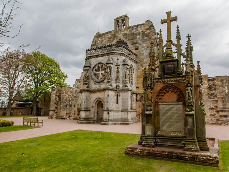 Rosslyn Chapel rests seven miles south of Edinburgh close to the Scottish Borders. It was founded in 1446 by Sir William St. Clair who was the third and final St. Clair Prince of Orkney.