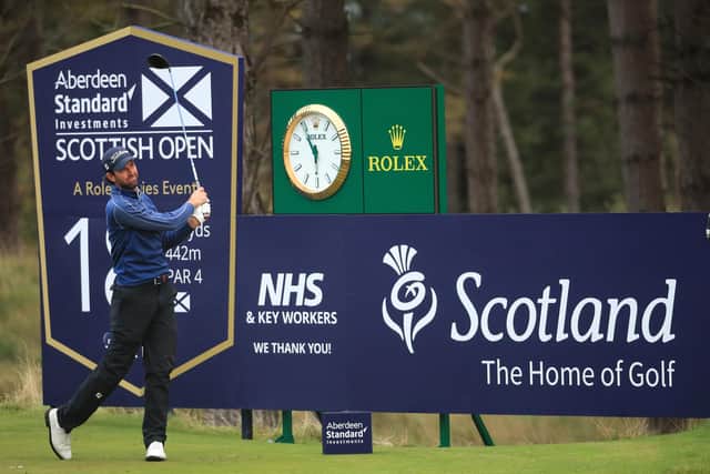 Scott Jamieson tees off on the 18th hole during the first round of the Aberdeen Standard Investments Scottish Open at The Renaissance Club. Picture: Andrew Redington/Getty Images