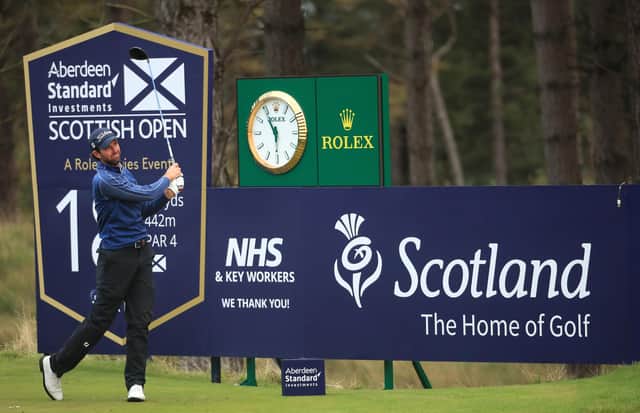 Scott Jamieson tees off on the 18th hole during the first round of the Aberdeen Standard Investments Scottish Open at The Renaissance Club. Picture: Andrew Redington/Getty Images