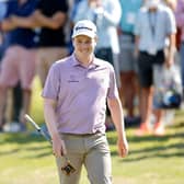 Bob MacIntyre reacts to driving the 18th green in his match against Adam Long in last year's WGC-Dell Technologies Match Play at Austin Country Club in Texas. Picture: Michael Reaves/Getty Images.