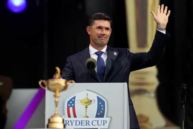 Padraig Harrington waves during the opening ceremony in Kohler, Wisconsin. Picture: Warren Little/Getty Images.