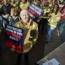 Firefighters and supporters descend on the Scottish Parliament to promote the union's campaign for Fair Pay, an end to cuts and increased staffing. Picture: Lisa Ferguson