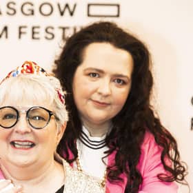 Janey Godley and Ashley Storrie on the red carpet at the Glasgow Film Festival. Picture: Eoin Carey