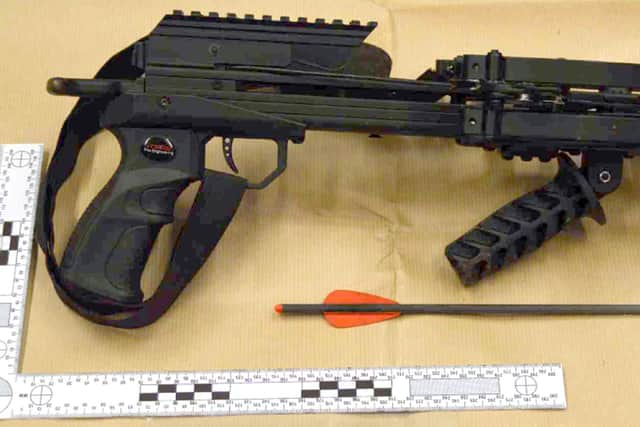 The crossbow which Jaswant Singh Chail, 21, was carrying when arrested, after being caught in the grounds of Windsor Castle. Picture: Crown Prosecution Service/PA Wire