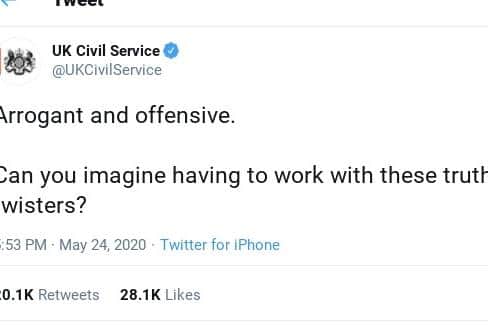 The Civil Service tweet has now been deleted