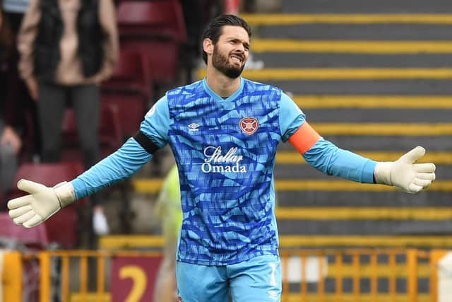 Craig Gordon took a knock to the knee against Motherwell.  (Photo by Craig Foy / SNS Group)