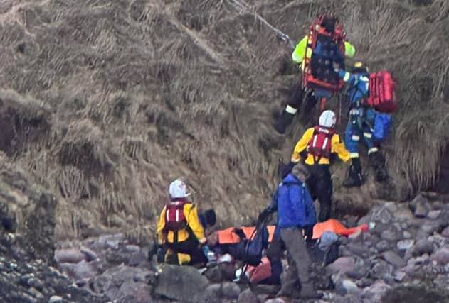 RNLI and coastguard rescue of fallen walkers (Pic: RNLI/Anna Carlton)