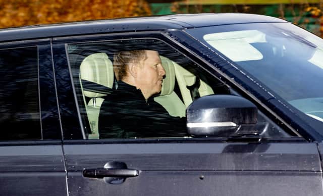 Neil Lennon arrives at Lennoxtown on Monday following his 10-day isolation period. (Photo by Alan Harvey / SNS Group)
