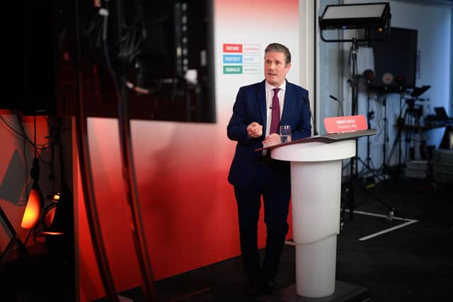 Labour leader Sir Keir Starmer delivers a speech at the party headquarters in central London. Picture: Leon Neal/PA Wire