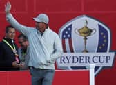 European captain Padraig Harrington waves to the crowd on the first tee during the 43rd Ryder Cup at Whistling Straits. Picture: Warren Little/Getty Images.
