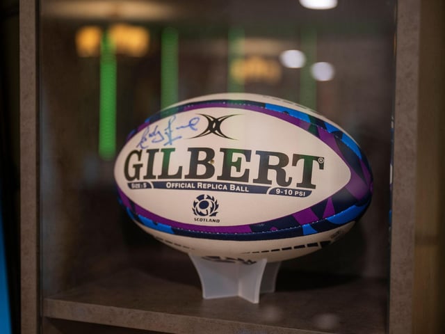 Rugby themed decor at Cramond Residence social space, Edinburgh